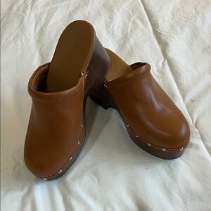 Brown Leather Clogs